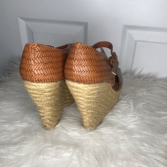 NWB - Woven Platform Tan / Brown Wedges Sz 8.5 - Picture 5 of 6